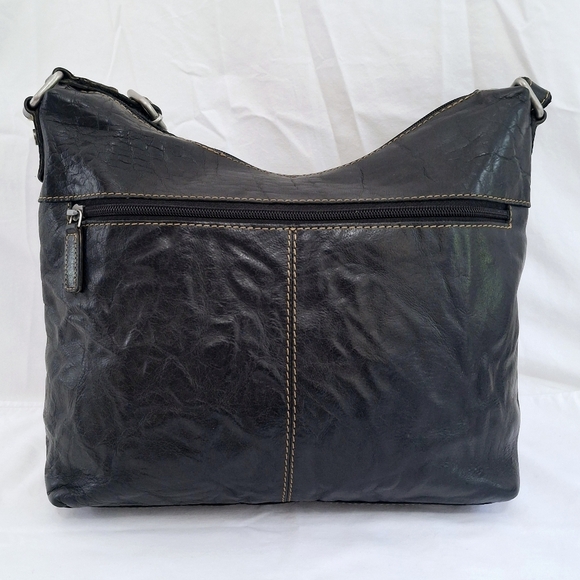 Jack Georges Uptown Hobo Black Leather Crossbody Shoulder Bag #7814 - Picture 7 of 13